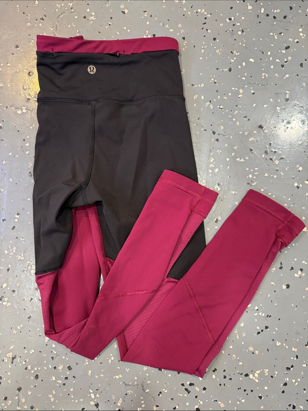 lululemon athletica Burgundy and Black Colorblock Leggings